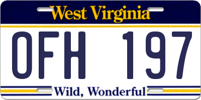 WV license plate OFH197