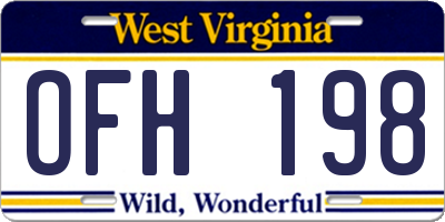 WV license plate OFH198