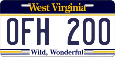 WV license plate OFH200