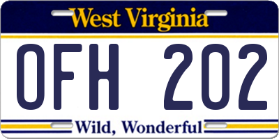 WV license plate OFH202