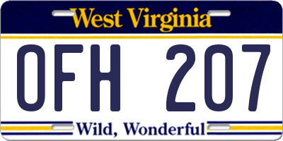 WV license plate OFH207