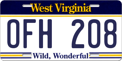 WV license plate OFH208