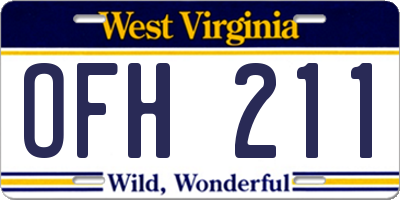 WV license plate OFH211