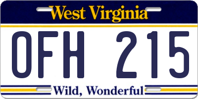WV license plate OFH215