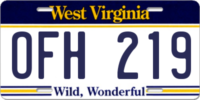 WV license plate OFH219