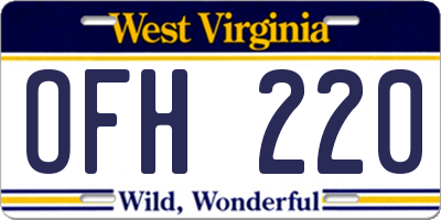 WV license plate OFH220