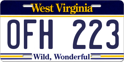 WV license plate OFH223