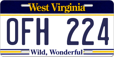 WV license plate OFH224