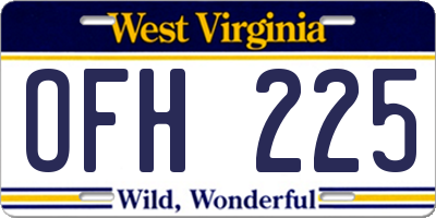 WV license plate OFH225