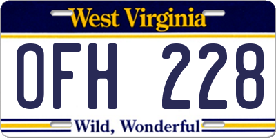 WV license plate OFH228