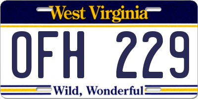 WV license plate OFH229