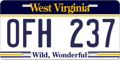 WV license plate OFH237