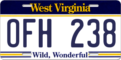 WV license plate OFH238