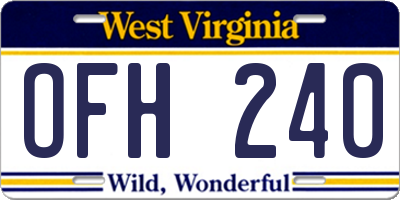 WV license plate OFH240