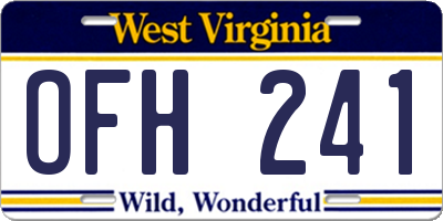 WV license plate OFH241
