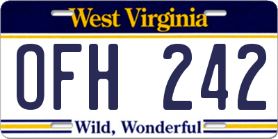 WV license plate OFH242