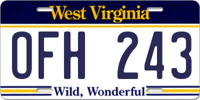 WV license plate OFH243