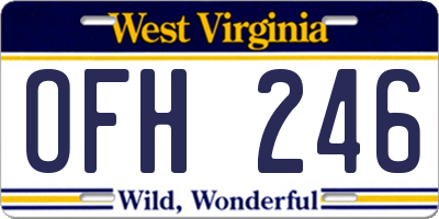 WV license plate OFH246