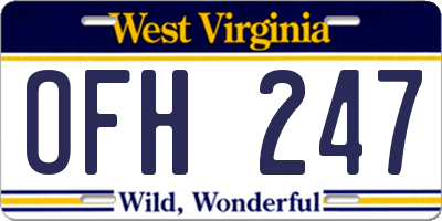 WV license plate OFH247