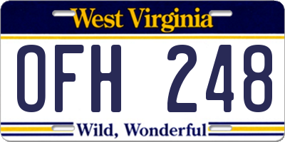 WV license plate OFH248
