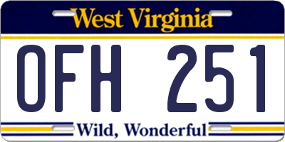 WV license plate OFH251