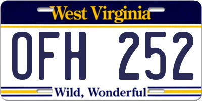WV license plate OFH252