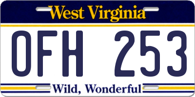 WV license plate OFH253