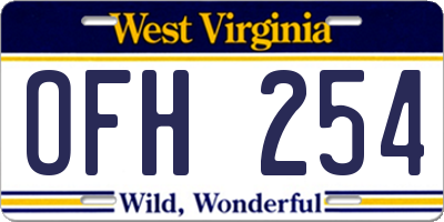WV license plate OFH254