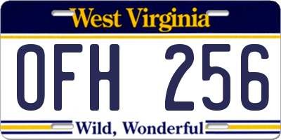 WV license plate OFH256