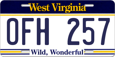 WV license plate OFH257