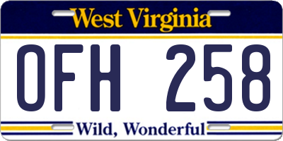 WV license plate OFH258
