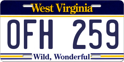 WV license plate OFH259