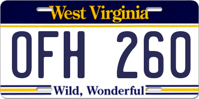 WV license plate OFH260
