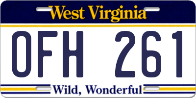 WV license plate OFH261