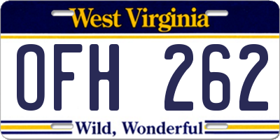 WV license plate OFH262