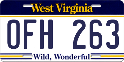 WV license plate OFH263