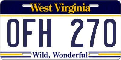 WV license plate OFH270