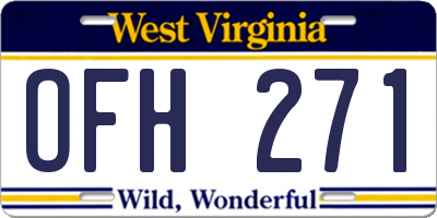 WV license plate OFH271