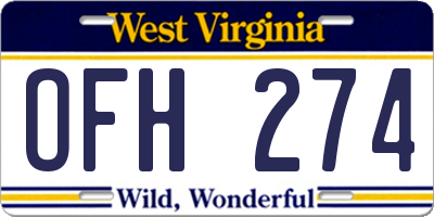 WV license plate OFH274