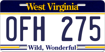 WV license plate OFH275