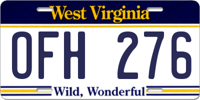 WV license plate OFH276