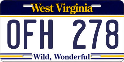 WV license plate OFH278