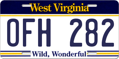 WV license plate OFH282