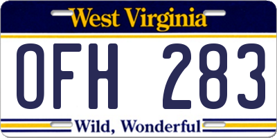 WV license plate OFH283