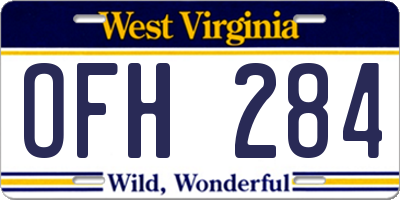 WV license plate OFH284