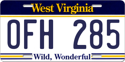 WV license plate OFH285