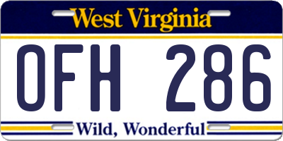 WV license plate OFH286