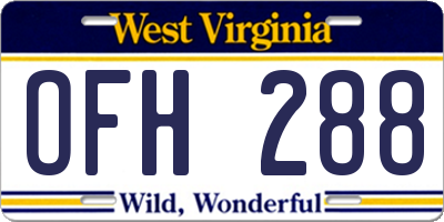 WV license plate OFH288