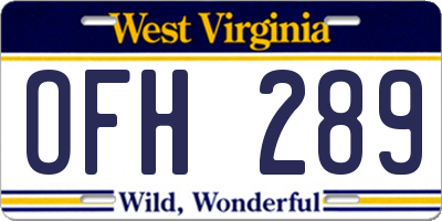 WV license plate OFH289