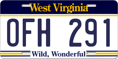 WV license plate OFH291